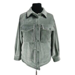 Abercrombie & Fitch Women Striped Velvet Button Up Shirt Size XL Soft  116A